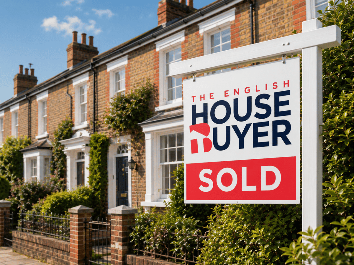 The English House Buyer sold sign outside a property